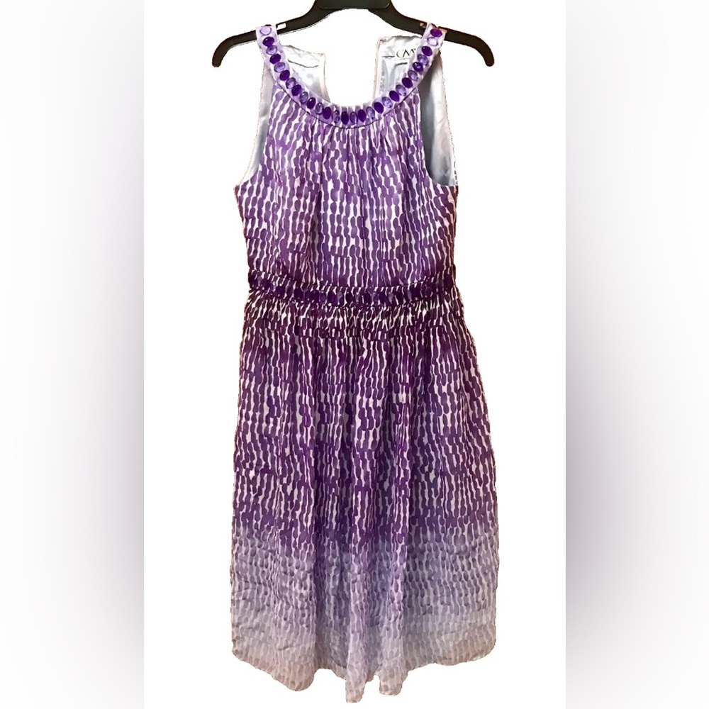 Purple 100% Silk Midi Dress Sz 6